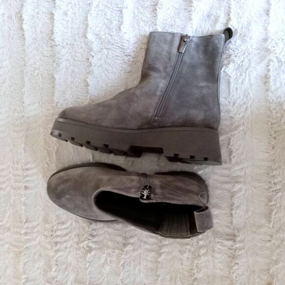 NWOT Vince Camuto Moto Boots Size 7.5 Brown Suede Zipper Neframes Ankle Bootie - Picture 6 of 8